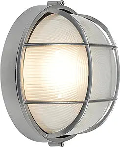 Nauticus - Round 10" Wet Location Bulkhead - Satin Finish - Frosted Glass Shade