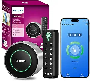 Philips WiFi Smart Deadbolt Lock with Fingerprint Keypad, APP Remote Control, Smart Retrofit Lock for Existing Deadbolt, Keyless Entry, Voice Control, Interior Auto-Locking, Sliver