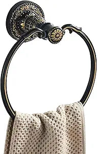 Vintage Style Antique Black Towel Ring Retro Towel Holder Wall Mounted Bathroom Hardware