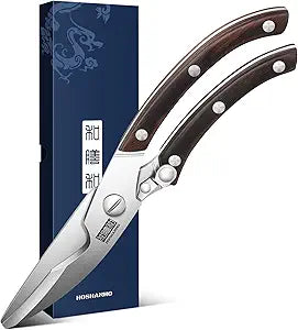 HOSHANHO Kitchen Scissors Heavy Duty, Sharp Stainless Steel Kitchen Shears with Non-Slip Handle & Safety Lock, All Purpose Cooking Scissors for PoultryMeat CuttingTurkeyVegetables