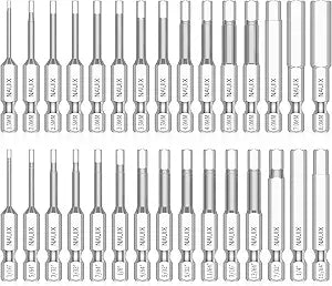 NAUIX 30-Piece Hex Head Allen Wrench Drill Bit Set (Metric & SAE)