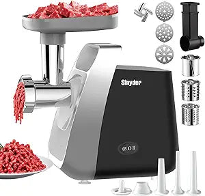 Electric Meat Grinder with Built-in Accessory Storage 2500W Quiet Copper Motor Meat Mincer & Sausage Stuffer 4-in-1 Cheese Grater for Home Use & Raw Pet Food,Low Noise