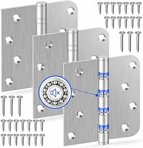 4 Inch Ball Bearing Door Hinges, Exterior Door Hinges Brushed Nickel 3 Pack