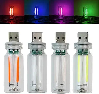 4PCS Dimmable USB Touch Control Led Night Lights, Glass Plug in USB Light Bulbs, Cute Interior Car Lights, Retro Led Ambient Lighting, Small Mood Lamp for Bedroom, Hallway, Nursery, Camping