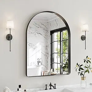 Arched Bathroom Mirror, 30"x36" Black Arch Mirror for Wall Mounted Vanity Mirror for Over Sink with Tempered Glass, Aluminum Alloy Deep Frame, Farmhouse for Bedroom, Entryway, Living Room