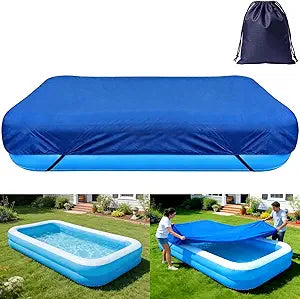 150 x 74 inch Inflatable Rectangular Pool Cover 12.5 x 6.17 ft Inflatable Rectangle Kid Pool Covers Garden Outdoor Above Ground Swimming Pool Shades Backyard Adult Pool Accessories