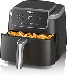 Ninja Air Fryer with Air Crisp | 5 QT Capacity fits up to 4lbs of Fries | 4-in-1 Pro Air Fry, Roast, Reheat, Dehydrate | 400F Max Temp | 1750 Watts | W/Nonstick Basket & Crisper Plate | Grey | AF141