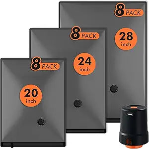 GONGSHI Vacuum Seal Bags for Clothing Travel & Home Storage, Travel Vacuum Bags with Pump,Space Saver for Blankets, Comforters, Pillows, Clothes,24 Combo