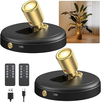 Rechargeable Battery LED Spotlight Indoor: Wireless Mini Art Accent Spot Lights with Timer Remote - Small Dimmable Uplight for Plants Display Painting Dartboard Artwork Portrait Closet