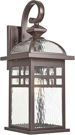 Porch Lights Outdoor Waterproof Exterior Lighting Fixture 15 Inch Height Aluminum Outdoor Wall Lights with Water Ripple Glass for Garage Patio and Door Way