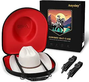 Anysiny Cowboy Hat Box for Travel-Crush Proof Hat Travel Case for Cowboy Hats Holder Storage Box Organizer Cap Carrier with Adjustable Carry Strap