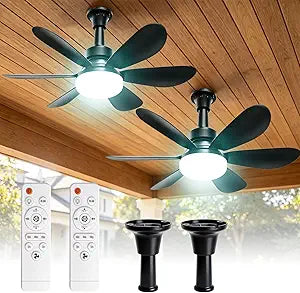 2 Set 16.5 Inch RGB Ceiling Fans with Lights and Remote, Stepless Color Temperature Change 3000-6500K & Dimmable 30W LED Ceiling Fan, 3 Speeds, Quiet Small Fan for Bedroom, Kitchen, RV, Patio