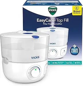 Vicks EasyCare Plus Top Fill Filter-Free Cool Mist Humidifier, Small RoomΓFor Vapors 2 Ways ΓWorks with Vicks VapoPads and VapoSteam, White