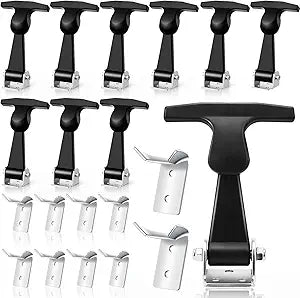 Mudder 10 Pcs Elastic Stainless Steel Rubber Hood Latch 4.7 Inches Flexible T Handle Hasp Rubber Hold Down Latch with Brackets for Toolboxes, Vehicle Engines, Hoods