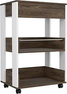 Tuhome Verona Kitchen Cart with Three Spacious Shelves, Functional Countertop Surface, Smooth Four-Caster Mobility System,Modern Multi-Level Storage Design for Organized Efficient Everyday Kitchen Use