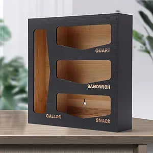 Ziplock Bag Storage Organizer for Kitchen Drawer, Suitable for Gallon, Quart, Sandwich and Snack Variety Size Bag-Black
