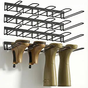 zacurter Wall Mount Boot Rack Metal Wader Hangers for Tall Boots, 8 Pair Boot Storage Organizer for Entryway Garage, Heavy Duty Cowboy Boot Holder for Rain Work Shoes, Outdoor & Indoor Use(4 Pack)