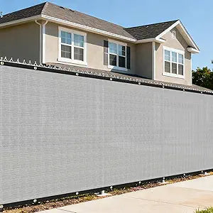 4'50' Privacy Screen Fence Windscreen Mesh Shade Net Cover Heavy Duty Fencing 90% Blockage for Outdoor Wall Garden Yard Backyard Balcony, Light Gray