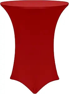 Ultimate Textile -2 Pack- 30-36-Inch Round Cocktail Spandex Fitted Stretch Elastic Tablecloth - Fits 42" High Tables, Red