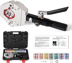 Hydraulic AC Hose Crimper Manual AC Hose Crimper Kit with 7 Dies, Handheld Air Conditioning Repair Crimping tool for AC and BH Fittings, Kydra-Krimp 71500, Black