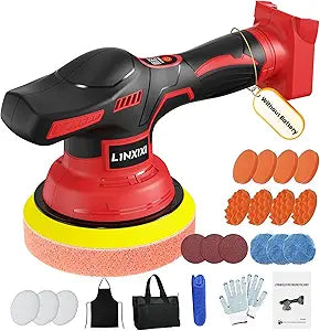 Cordless Car Polisher for Car Detailing Compatible with Milwaukee 18V Battery (Battery Not Include), 6 inch Car Buffer with 26pcs Polishing Kit, 8 Variable Speed Portable Orbital Polisher for Auto