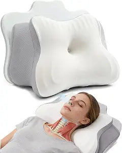 Cervical Traction Pillow for Neck Pain Relief Ergonomic Memory Foam for Side Sleepers with TMJ & Snoring Height Adjustable Orthopedic Bed Pillow for Back Sleepers Pressure Relief
