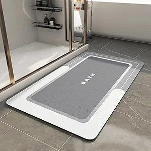 MontVoo-Bath Mat-Bath Mat Rug Non Slip Super Absorbent Stain Resistant Quick Dry Thin Bathroom Rug-Bath Mats for Bathroom Floor Bathtub Vanity-Bathmat Bath Rug Easy Care-24"x35" Gray