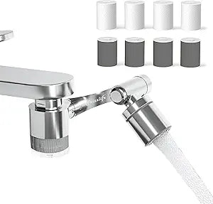 Frizzlife Water Filter for Sink Faucet Extender, 1440 Rotating Swivel Aerator Reduce 99% Chlorine, 3 Modes Spray Brass Attachment for kitchen/Bathroom/Toddlers, 8pcs Replacement Filter