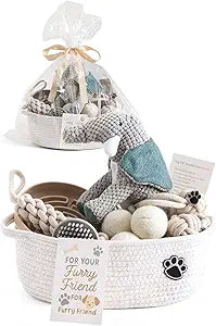 Dog Gift Basket  Puppy Starter Kit, Welcome New Puppy Gift Basket with Interactive Toys Bundle, Perfect Dog Birthday Set with Chew Toys, Pet Essentials for New Owners