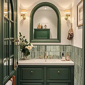 Alwayspon 10 Sheets 12x12inch Retro Green 3D Vinyl Backsplash Tiles, Self-Adhesive Peel and Stick Wall Tile Stickers Stick on Subway Tiles for Kitchen Bathroom Wall