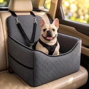 Dog Booster Seat for Small Dogs & Medium Sized Dog  Elevated Car Seat with Safety Leash, High Density Foam, Storage Pockets & Washable Cover  Up to 35 lbs for Puppies & Cats