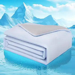 Wolliwa Cooling Comforter King Size Double Sided Cold Cooling Blanket for Hot Sleepers Night Sweats,Q-Max 0.4 Lightweight Soft Breathable Smooth Cool Summer Comforter Blanket (Light Blue, 108" x90)