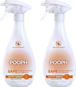POOPH Kitty Spray - Odor Eliminator, 32oz - Dismantles Odors on a Molecular Basis, Cats, Freshener, Eliminator, Urine, Poop, Pee, Deodorizer, Fresh, Clean, Furniture, Potty, Safe - 2 Pack