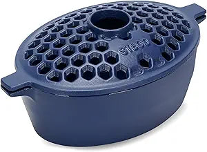 Wood Stove Steamer - Cast Iron Fireplace Humidifier | Indoor Pot for Home Heating | Bowl Fire Place Stove Covers Accessories Decorative | Matte Finish & Rust Resistan & 2.7 Quart, Blue