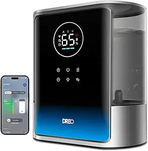 DREO 8L Smart Humidifier Large Room 600ft┬▓, HM717S, 80H Runtime Supersized Warm and Cool Mist Humidifiers for Bedroom Baby, 28dB Quiet Air Humidifier for Plants Indoor, Home, Whole House, Silver