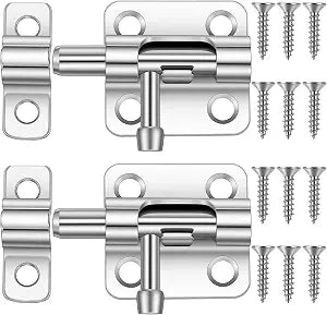 2 PCS Small Barrel Bolt Latch Door Latch Slide-Latch Slide Bolt Locks for Doors Small Latches Hardware Security Hardware with Screw for Doors Pet Door (Silver)