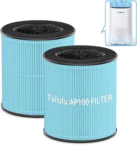 Tailulu Official AP100 Air Purifier Replacement Filter (2Pack Blue)