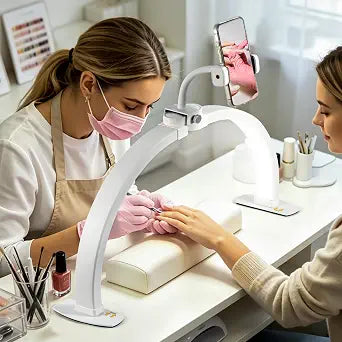 Half Moon Light for Nail Desk, 23" Foldable Arch LED Desk Lamp with Phone Holder, 3 Color Modes & 10 Brightness Levels, 364 LEDs 4700LM CRI90, Shadow-Free Manicure Lamp for Salon & Home (White)