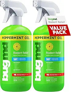 BugMD Peppermint Oil Spray for Rodents (2 Pack- 16oz) Mouse Repellent & Rodent Repellent Spray, Natural Mice Repellent with Cinnamon, Clove, and Rosemary Oils - Safe Indoor & Outdoor Use