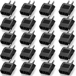 EBOOT 20 Pack Europe to USA Plug Adapter Travel Power Converter, Black