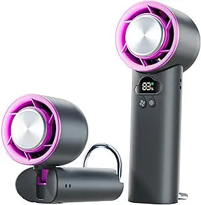 DooGooCoo [2026 Upgrade] Portable Cooler Handheld Fan, [Coldest Turbo Hand Fan] 15000RPM 24H Max Cooling Time Highly Speed (1-100) Hand Fan, Collapsible Mini Small for Travel, Office (Grey)