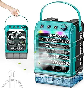 Portable Misting Fan Compatible For Makita 18V Battery(NO Battery), Water Misting Fan With TYPE C Cable, 1.6L Water Tank, 8H Timer, Variable Wind Speed, LED Light For Jobsite Patio Outdoor