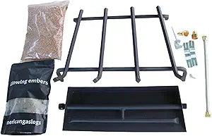 18"-30" Burner Pan for Gas Fireplace Gas Fireplace Burner Gas Logs Propane Burner (18 inch Two Pipe)