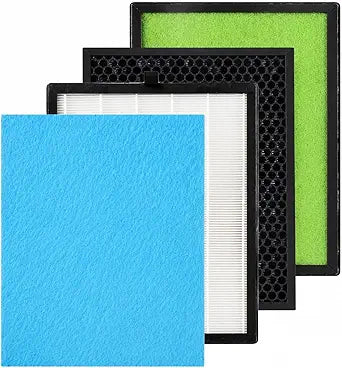 KVV H13 True HEPA Air Filter Replacement, 4-Stage Filtration with Activated Carbon, Pollen, Smoke, Dust & Pet Dander, Compatible with KVV Air Purifier for Large Rooms