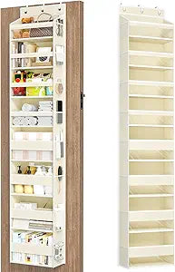 Mefirt Over The Door Organizer, 8 Shelf Door Hanging Organizers with 8 Large Capacity Pockets, Back of Door Organizer Storage Hanging Shelves for Closet Bathroom Bedroom Nursery