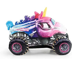 Monster Jam Sparkle Smash Unicorn Plush Pillow Buddy, Kids Decorative Character Pillow, Super Soft Stuffed Monster Truck Toy, 3+ Years