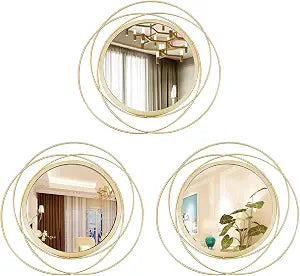 3 Set Sunburst Round Mirrors for Wall Decor Bedroom Bathroom