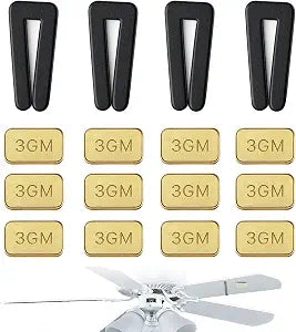 16 Pcs Ceiling Fan Balancing Kit, 4 Sets High Calibration Blade Balance Tool Including 4 Pcs Resilient Clips and 12 Pcs Metal Self-Adhesive 3G Weight,Fan Balancing Kit