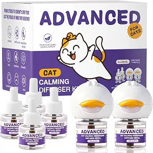Cat Calming Diffuser Kit with 2 Diffusers & 4 Refills (48mL Each), Cat Pheromones Calming Diffuser for Cat Anxiety Relief, Stress Reduction & Behavior Support, 30-Day Refills, Suitable for All Cats