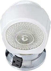 Nuvo SF77/121B Chrome Bath Shade With White/Crystal Bottom Glass With Convenience Outlet